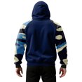 thumbnail image 5 of Men's Pullover Hoodie Long Sleeve Raglan Sweatshirt with Abstract Print Casual Loose Fit Kangaroo Pocket Dark Blue L, 5 of 5