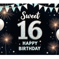 thumbnail image 4 of Yatrandify Decorative Design Sweet 16 Birthday Banner Colorful Theme Happy Birthday Backdrop for Birthday Party Indoor Decoration Celebration, 4 of 7
