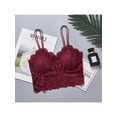 thumbnail image 2 of Women Sexy Lingerie Lace V Neck Crochet Bralette Bra Crop Top Cami Padded Tank, 2 of 2
