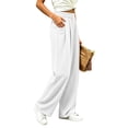 thumbnail image 3 of Seffadzy Women's Solid Color Pleated Front Sweatpants with Double Pockets Elastic Waist Casual Lounge Joggers for Daily Wear, 3 of 6