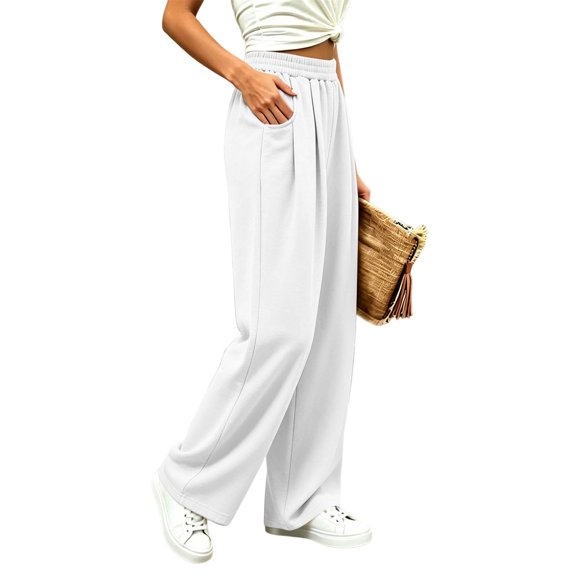 LIBRCLO Wide Leg Sweatpants for Women, Baggy Casual Lounge Fleece Sweatpants with Pockets Drawstring Elastic Waist Active Pants