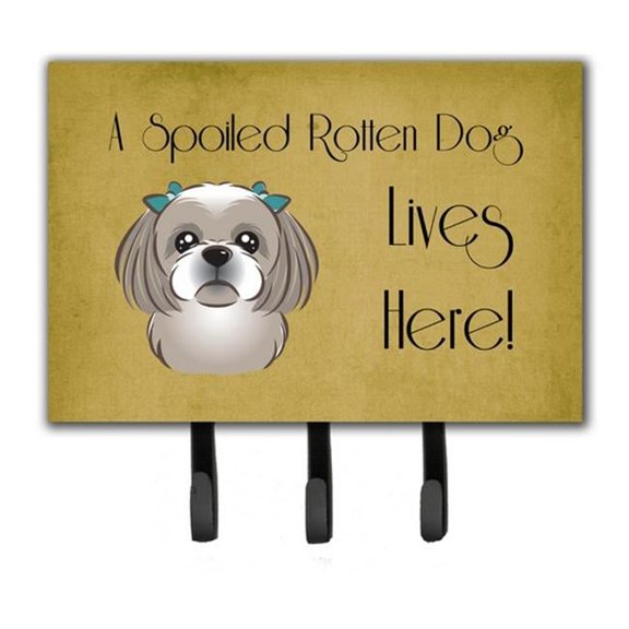 Carolines Treasures BB1498TH68 Gray Silver Shih Tzu Spoiled Dog Lives Here Leash & Key Holder