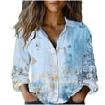 thumbnail image 2 of Plus Size Women's Long Sleeve Button Down Shirt with V-Neck and Loose Fit for Casual Comfort, 2 of 6