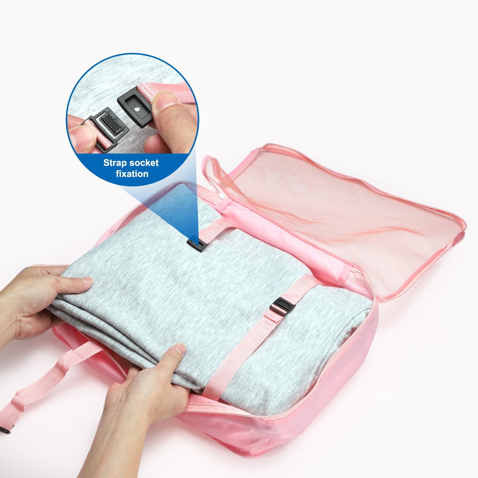 Uxcell 7Set Travel Packing Cube, Travel Bags Organizer Luggage Organizer Bags Lightweight Compression Cube Travel Essentials, Pink