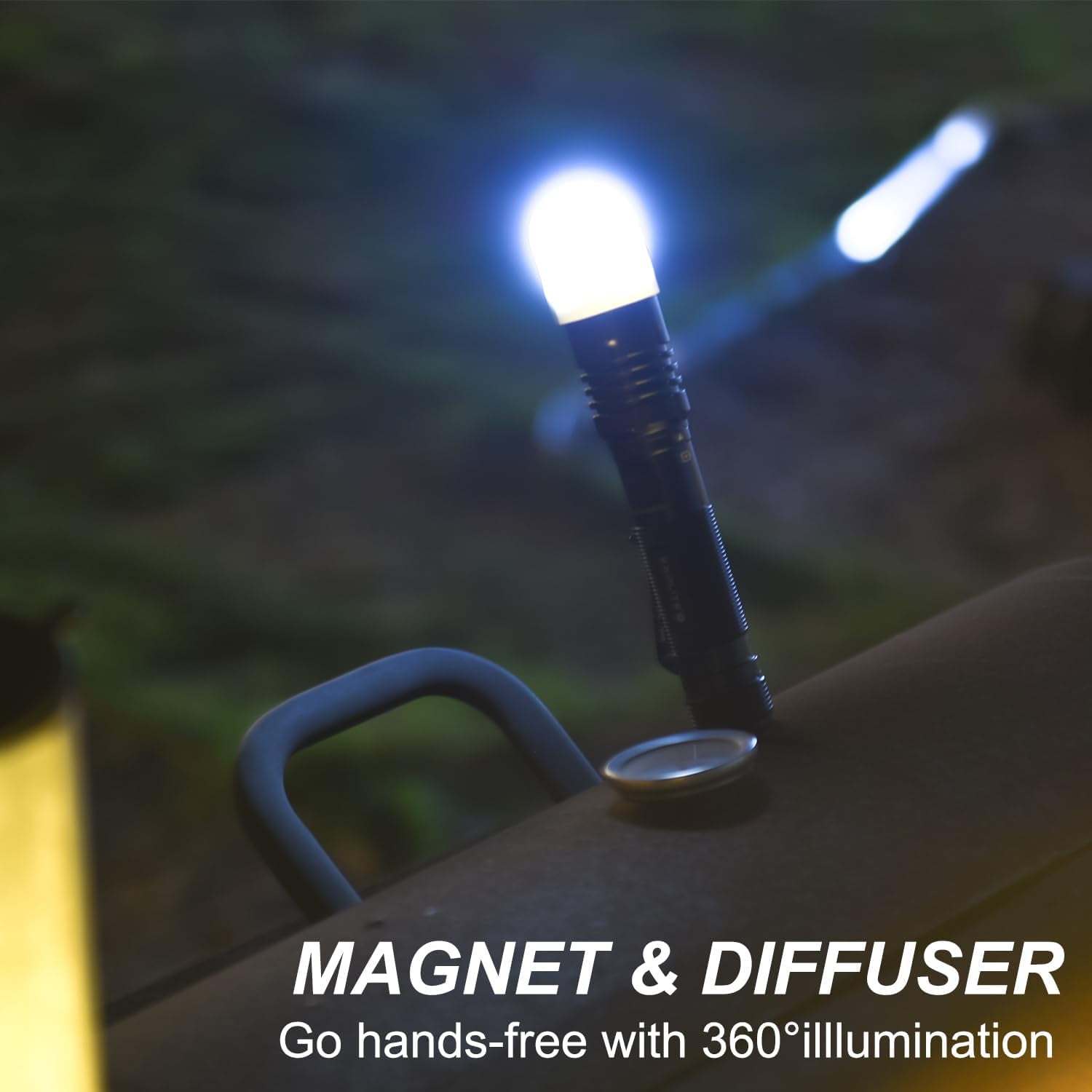 Explite USB Rechargeable Flashlight with Diffuser, Clip & Magnet, IP67 Waterproof, High Lumen, Super Bright Portable Handheld LED Camping Flash Light