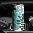 thumbnail image 3 of 20oz Black Turquoise and Gray Floral Pattern Skinny Tumblers Stainless Steel Tumbler with Lid and Straw,Vacuum Insulated Double Wall Travel Tumbler Cups with Cleaning Brush for Coffee,Tea, 3 of 6