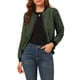 thumbnail image 1 of Abrigo casual con cremallera para mujer INSPIRE CHIC, chaqueta tipo bomber, rompevientos con bolsillos, talla L, verde oscuro, 1 of 7