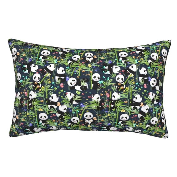 Kdxio Cotton Pillow Cases 14"x20" Pillowcases,Soft and Breathable Bedroom Pillow Cases-Fun Panda Playing With Bamboo Leaves-No Pillow Core