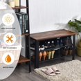 thumbnail image 5 of Bilot 3-Tier Shoe Rack Bench, Industrial Shoe Bench with 2 Mesh Shoe Storage Shelves & Seat, Rustic Shoe Rack, Shoe Rack Bench for Entryway, Front Door, Garage Shoe Storage (Rustic Brown), 5 of 8