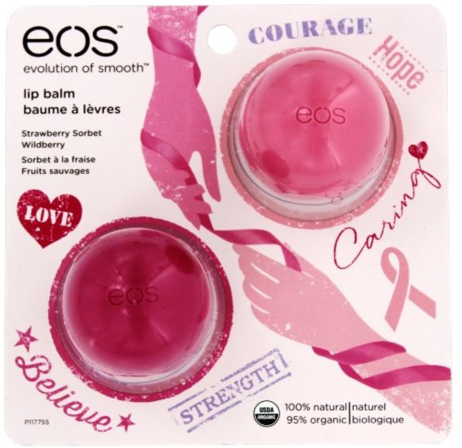 EOS Breast Cancer Awareness Lip Balm, Strawberry Sorbet & Wildberry 2 ea - image 1 of 2