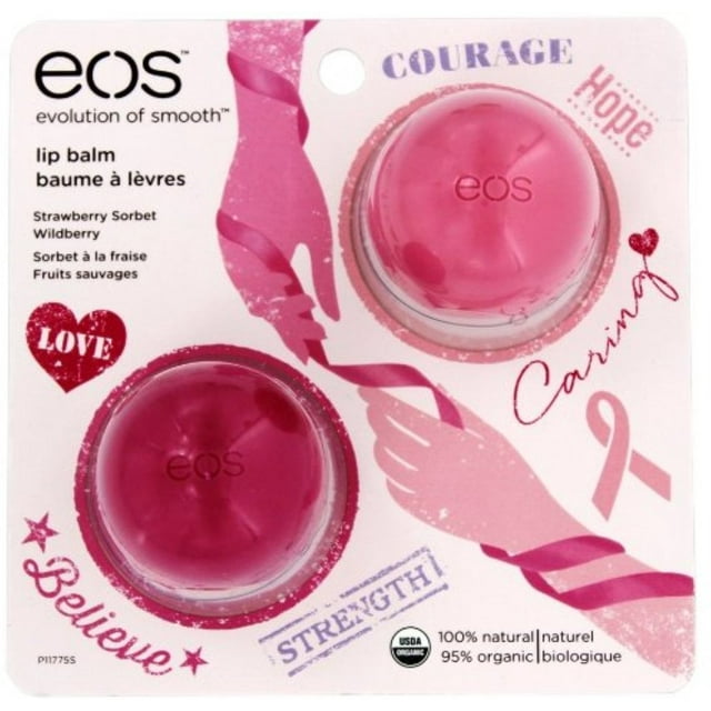 EOS Breast Cancer Awareness Lip Balm, Strawberry Sorbet & Wildberry 2 ea