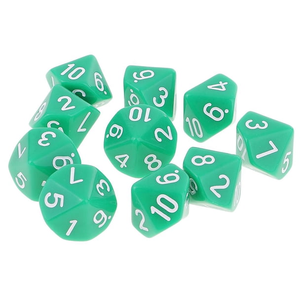 Dados poliédricos de 10 caras de 10 caras, juguetes para amantes de la , Verde claro Zulema Dados poliédricos