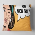 thumbnail image 2 of Designart Retro Woman in Comic Style - Abstract Portrait Throw Pillow - 16x16, 2 of 5