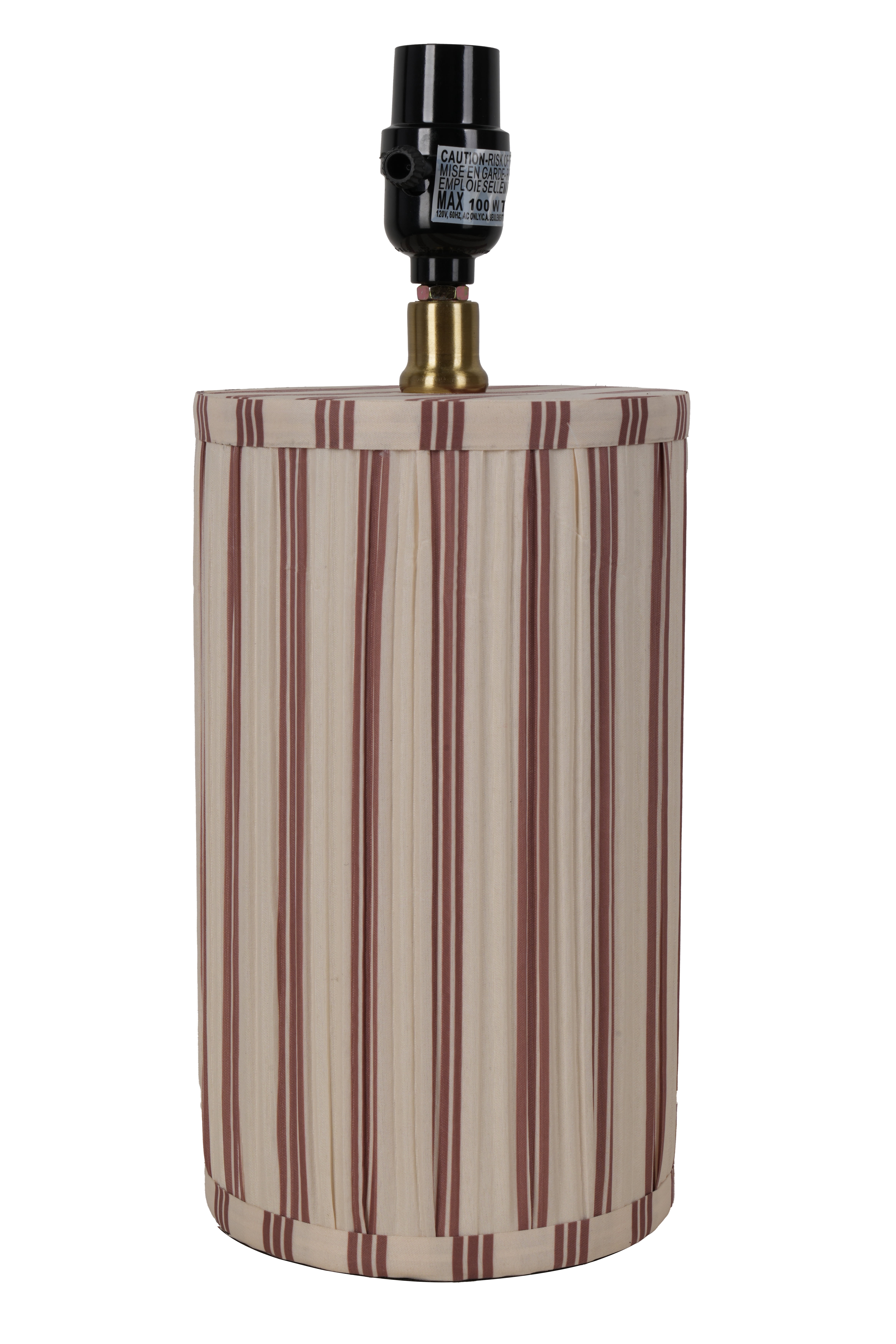 Beautiful 19 in Cabana Stripe Fabric Table Lamp with Scalloped Shade, Brown and Arctic White