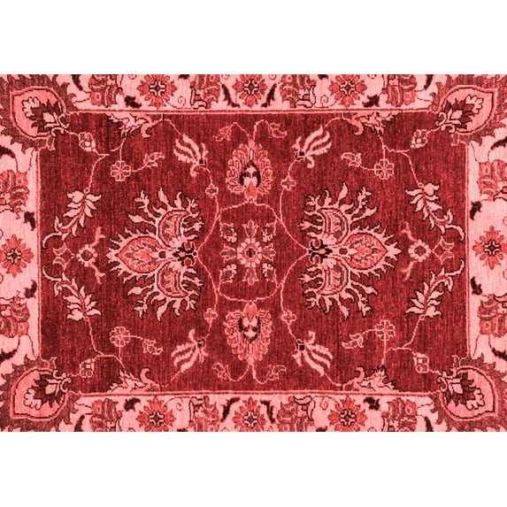 Ahgly Company Indoor Rectangle Abstract Red Modern Area Rugs, 2' x 5'