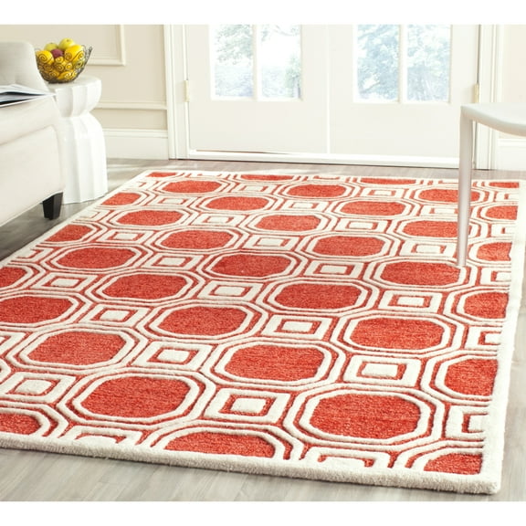 Safavieh  Handmade Precious Pavica Modern Polyester Rug Rose 8' x 10' 8' x 10' Indoor Living Room, Bedroom, Dining Room Rectangle