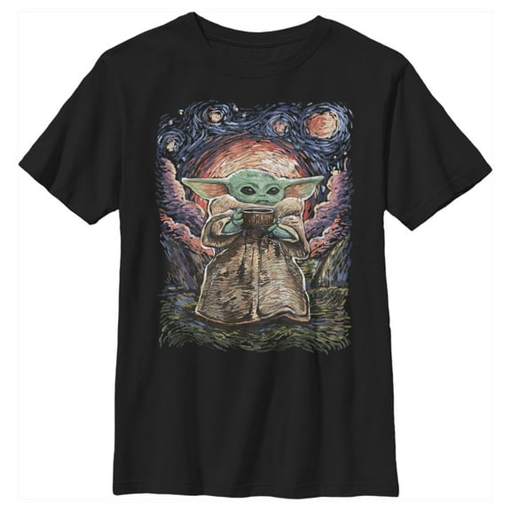 Boy's Star Wars: The Mandalorian The Child Starry Night Graphic Tee Black Medium