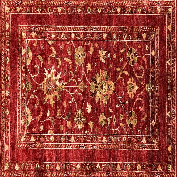 Ahgly Company Indoor Square Oriental Orange Industrial Area Rugs, 8' Square