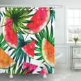 thumbnail image 1 of Cortina de Ducha ABPHQTO Acuarela Tropical Ilustración Rodajas Jugosas Rojo Naranja 150x180 cm, 1 of 1