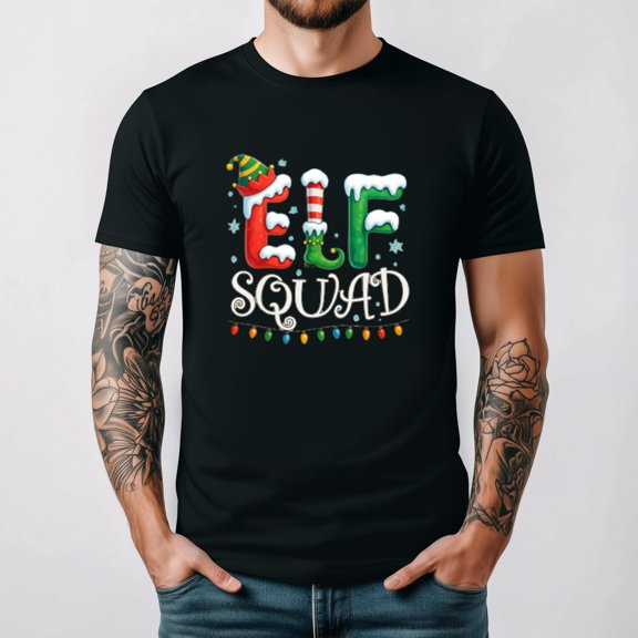 Elf Squad Funny Matching Family Christmas Holiday Unisex T-Shirt up to 5XL