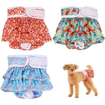 QKURT 3 Pack Reusable Dog Nappies Female, Pet Dog Nappies Super Absorbent Washable Dog Period Pants, Skirt Design Dog Season Pants Dog Diapers for Dogs in Heat, Period, Incontinence