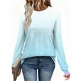 thumbnail image 6 of Generic Women's Colorblock T-Shirts Long Sleeve Fashion Round Neck Casual Top Fall Winter Soft Lightweight Pullover Tops, 6 of 6