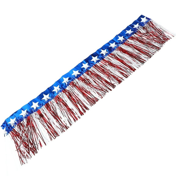 Masteelf Foil Fringe Garland Hanging Banner Independence Day Party Decoration Patriotic Flag Banner With Metallic Tinsel Curtain For 4th Of July Memorial Day