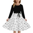thumbnail image 1 of oqasdz Robes pour Filles Robe de Fête Imprimée avec Lacets devant Manches Longues et Dos Élastique Fermeture Éclair pour Fête de Vacances, 1 of 5