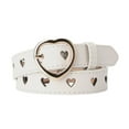 thumbnail image 2 of Women PU Leather Belt with Buckle Waist Strap Adjustable Waistband Heart Belt for Dress Decor Pants , white, 2 of 8