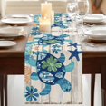 thumbnail image 3 of Sea Turtle Coastal 72 Inch Table Runner, Summer Beach Starfish Seaside Farmhouse Dresser Scarf Cotton & Linen Tablerunner for Dining/Kitchen Island/Holiday Party Décor 13" x 72", 3 of 9