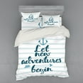 thumbnail image 2 of Ambesonne Adventure Bedding Set 3 Pcs, Nautical Anchor Arrow, Twin, Night Blue Pale Blue, 2 of 3