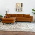 thumbnail image 3 of Marie Mid-Century Pillow Back Left-Facing Velvet Upholstered Sectional in Orange, 3 of 6