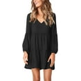 thumbnail image 5 of Women Summer Tunic Dress V Neck Casual Loose Flowy Swing Shift Dresses, 5 of 9