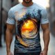 thumbnail image 1 of Ceisia Men's Slim Fit Short Sleeve T-Shirt 3D Natural Landscape Print Ocean & Wave Spring Summer Shirt Gift, 1 of 6