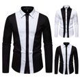 thumbnail image 4 of Men Lightweight Casual Classic Dress Shirt Stylish Solid Button Down Shirts Patchwork Slim Fit Long Sleeve Shirts Black L, 4 of 8