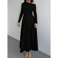 thumbnail image 3 of Women's Fall Long Sleeve Wedding Guest Dresses 2025 One Shoulder Elegant Formal Pleated Midi Maxi Dress, 3 of 4