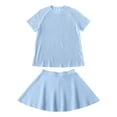 thumbnail image 4 of WAYUTE Shorts Sets for Women Seamless Knit Short Sleeve Solid Color Top with Pleated Skirt Casual Summer 2 Piece Matching Outfit Outfit Sets, 4 of 4