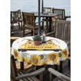 thumbnail image 2 of Outdoor Tablecloth with Umbrella Hole for Patio/Picnic/Party/Camping, Gnomes Sunflowers Waterproof Table Cloth Round Cover Washable, Country Yellow Floral Bees Daisy (Dia 60"), 2 of 8