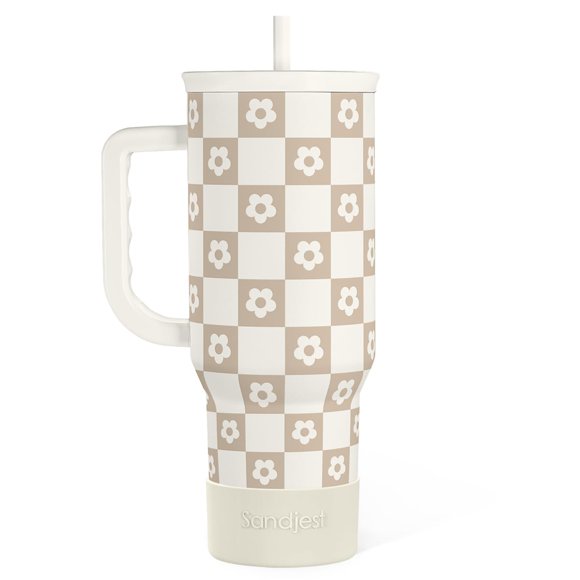 Taza para beber SANDJEST de acero inoxidable con asa de acero inoxidable de 40 oz