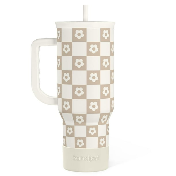 Taza para beber SANDJEST de acero inoxidable con asa de acero inoxidable de 40 oz
