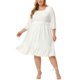 thumbnail image 2 of Vestido midi Agnes Orinda de gacon cuello cuadrado bohemio de lunares suizos Blanco 2X, 2 of 6