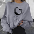 thumbnail image 2 of Puliio Women's Crew Neck Sweatshirt Boho Moon Butterfly Graphic Print Loose Buttery Soft Long Sleeve Afternoon Tea Date Pullover Tops, 2 of 4