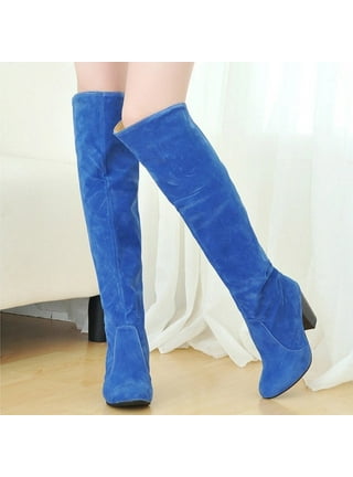 Blue suede thigh high boots sale