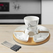 Tongina Chocolate Fondue Pot, Home Tea Light Candle Fondue Set with 4 Forks, Butter Heater Melt Hot Pot Bowl Set for Chocolate Butter