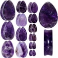 thumbnail image 4 of Body Candy Womens 2PC Solid Purple Amethyst Stone Drop Saddle Plugs Double Flare Plug Ear Plug Gauges, 4 of 4
