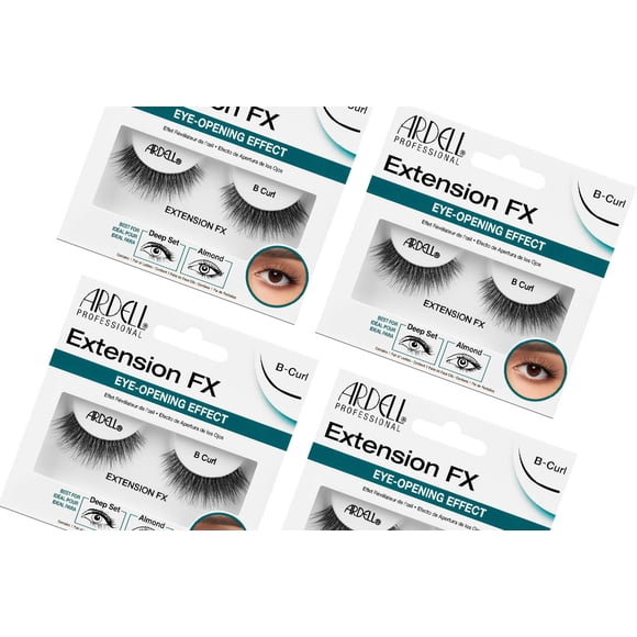 Pestañas postizas Ardell Extension FX B Curl, paquete de 4