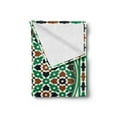 thumbnail image 2 of Moroccan Soft Flannel Fleece Throw Blanket, Middle Eastern Style Moroccan Door Arch with Medieval Floral Details Retro, Cozy Plush for Indoor and Outdoor Use, 70" x 90", Green and Brown, by Ambesonne, 2 of 5