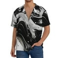 thumbnail image 1 of Fotbe Fluid Black White Paint Swirls Camisa Estampada de Manga Corta para Hombre, Casual de Verano, Estilo Playero, Sin Arrugas-3X-Large, 1 of 5