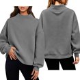 thumbnail image 3 of VBVC Women's Custom Personalized Mock Neck Sweatshirt , Ladies' Lightweight Casual Pullover Top , Soft Stretchy Hoodie For Women, Gray , S-5XL, 3 of 8