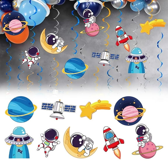 Desktop ornament,Outer Space Party Decoration Set Space Birthday Party Supplies Boy Kids Solar System Hanging Astronaut Banner